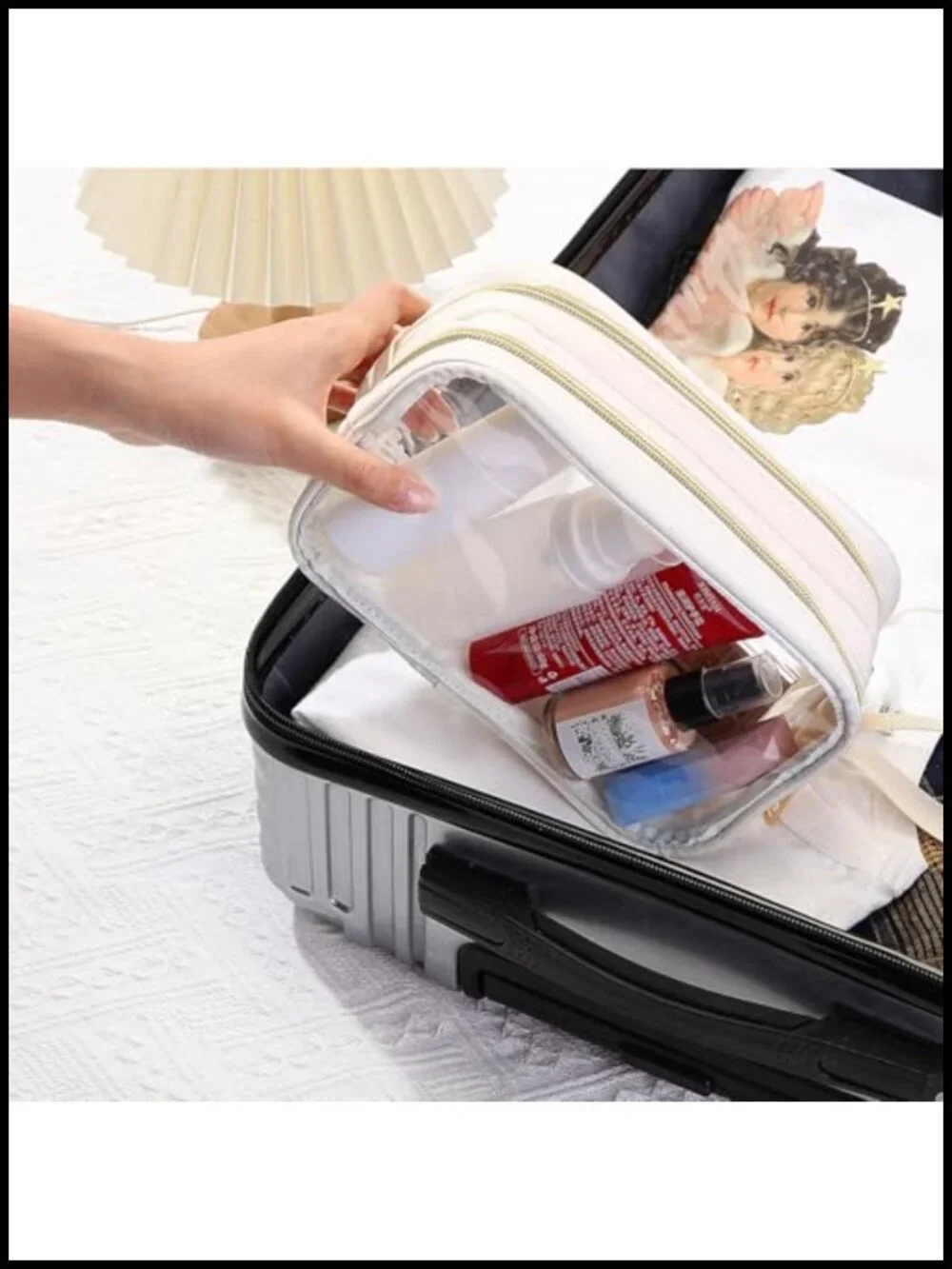 Clear Makeup Bag Double Layer Sided Cosmetic Bag Waterproof Travel Toiletry